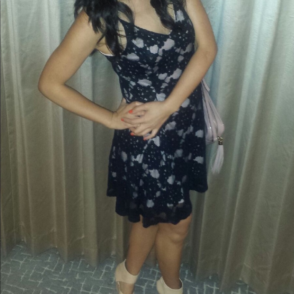 Black lace mini dress